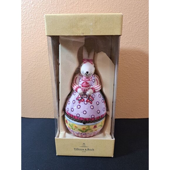 Villeroy & Boch Spring Bunnies 8' Porcelain Basket Hinged Trinket Box Ea… - Picture 1 of 9